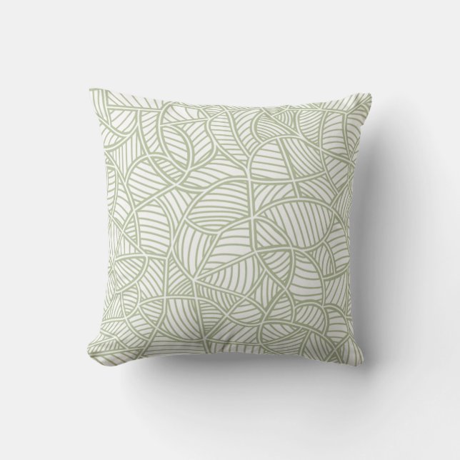 Random Leaf Mosaic Pale Green Cushion (Front)