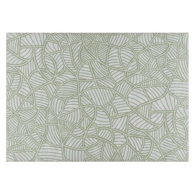 Random Leaf Mosaic Pale Green Cutting Board (Front)