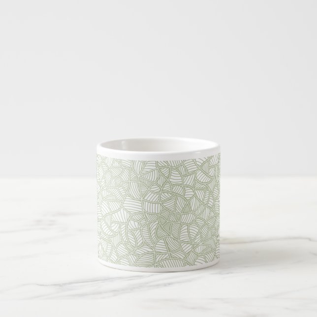 Random Leaf Mosaic Pale Green Espresso Cup (Front)