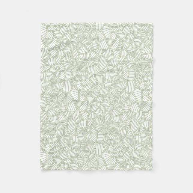 Random Leaf Mosaic Pale Green Fleece Blanket (Front)