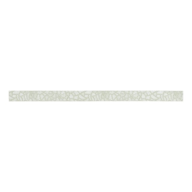 Random Leaf Mosaic Pale Green Grosgrain Ribbon (Front)