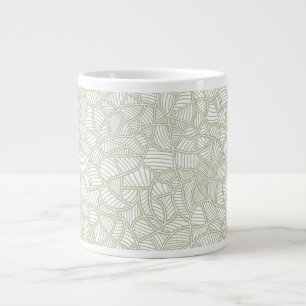 Random Leaf Mosaic Pale Green Large Coffee Mug