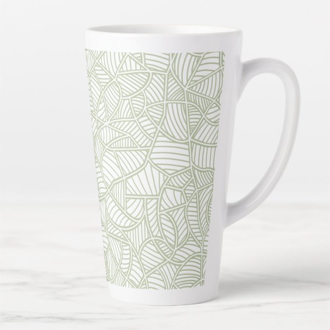 Random Leaf Mosaic Pale Green Latte Mug (Right)