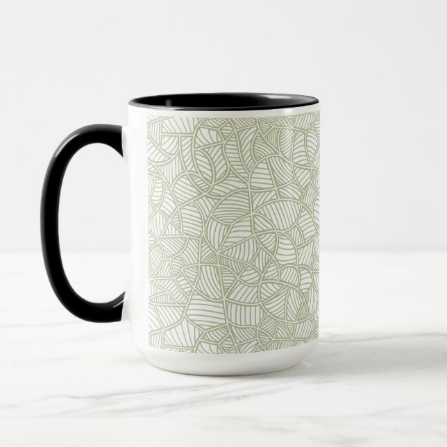 Random Leaf Mosaic Pale Green Mug (Left)