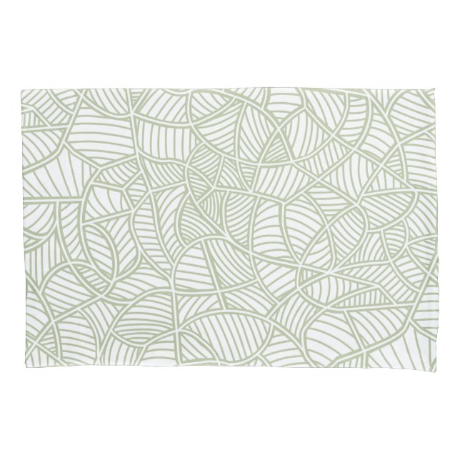 Random Leaf Mosaic Pale Green Pillowcase (Front)