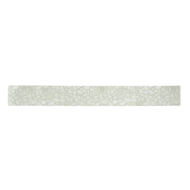 Random Leaf Mosaic Pale Green Satin Ribbon (Front)