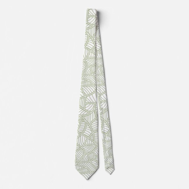 Random Leaf Mosaic Pale Green Tie (Front)