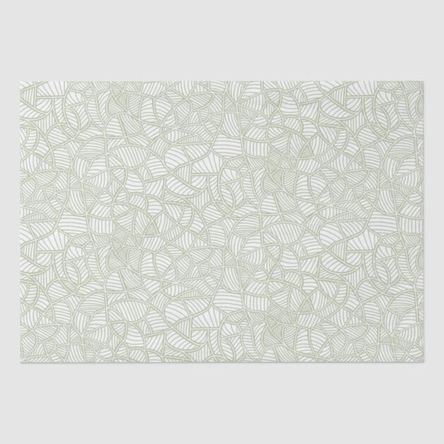 Random Leaf Mosaic Pale Green Tissue Paper (Front)