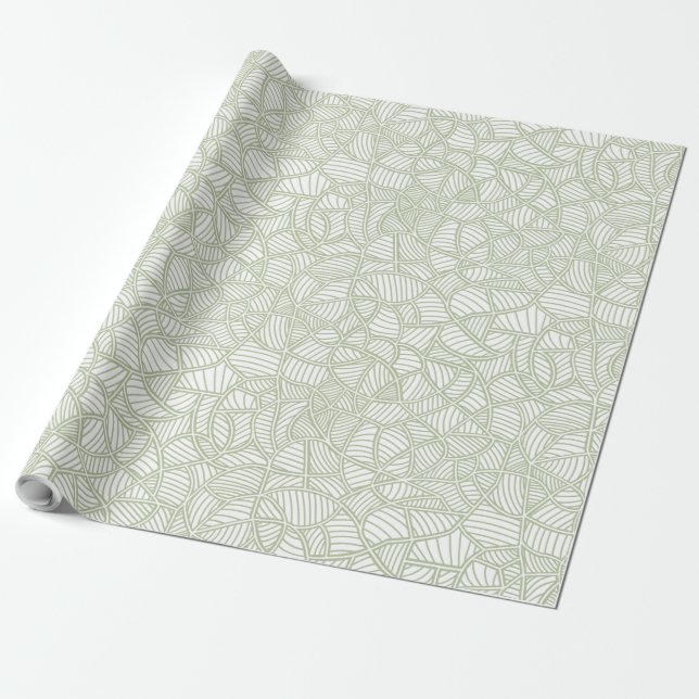 Random Leaf Mosaic Pale Green Wrapping Paper (Unrolled)