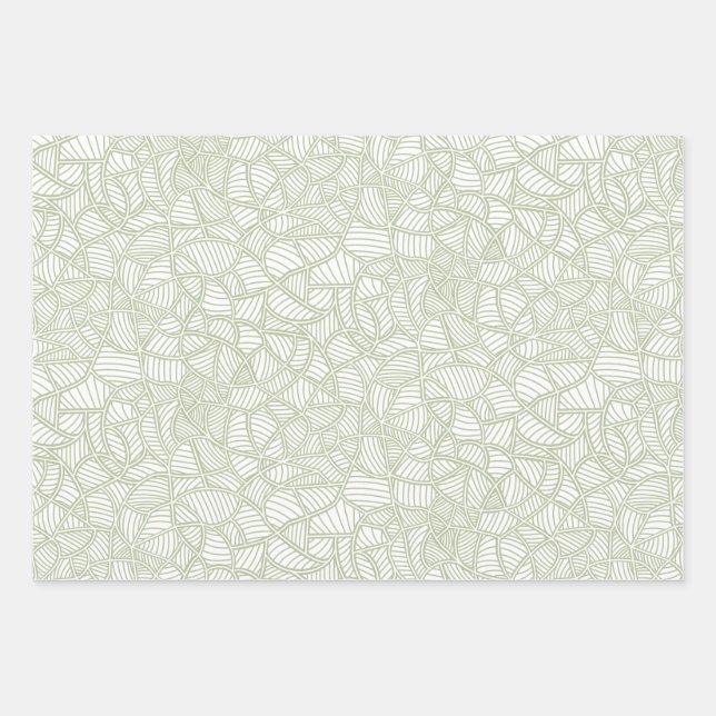Random Leaf Mosaic Pale Green Wrapping Paper Sheet (Front)