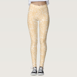 Random Leaf Mosaic Pale Orange Leggings