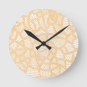 Random Leaf Mosaic Pale Orange Round Clock