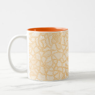 Random Leaf Mosaic Pale Orange Two-Tone Coffee Mug