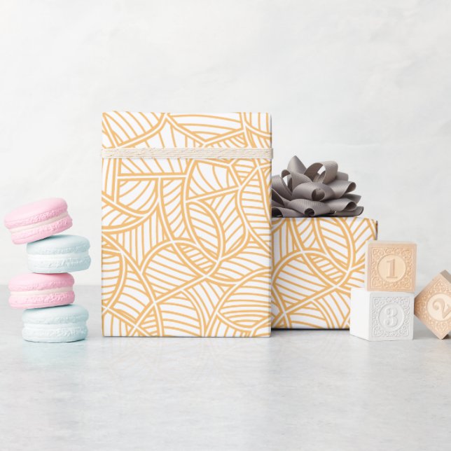 Random Leaf Mosaic Pale Orange Wrapping Paper (Baby Shower)