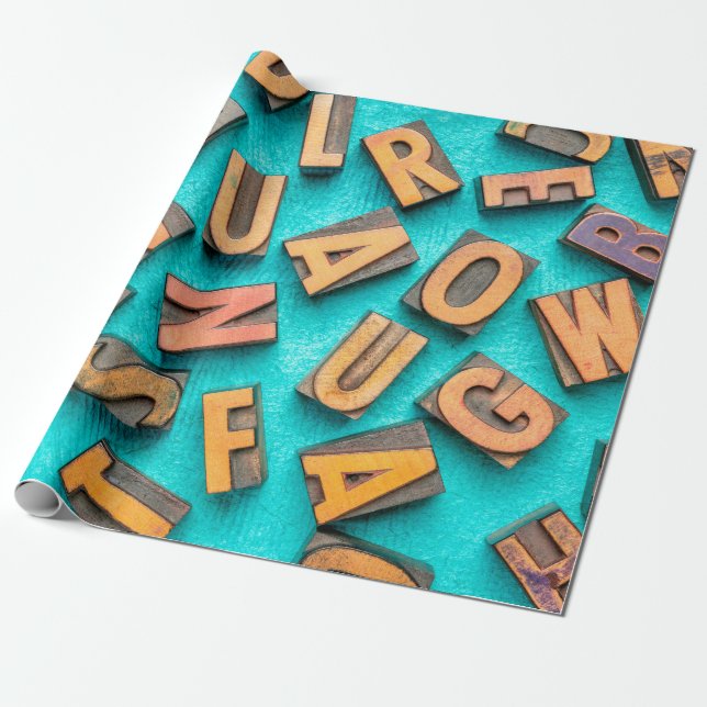 random letters overhead background - vintage lette wrapping paper (Unrolled)