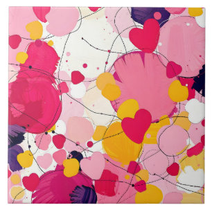 "Random Love Thoughts" - Colourful Abstract Ceramic Tile