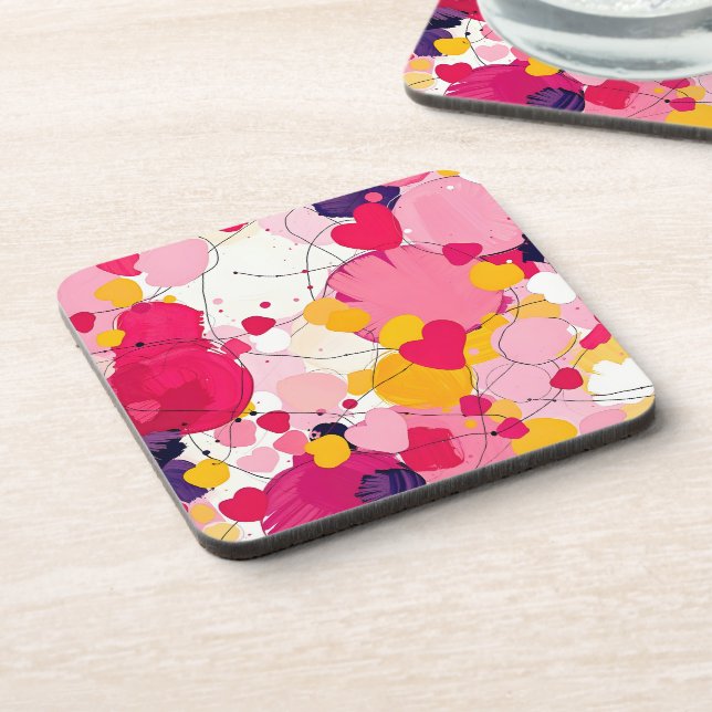 "Random Love Thoughts" - Colourful Abstract Coaster (Left Side)
