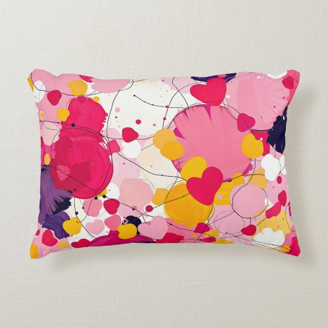 "Random Love Thoughts" - Colourful Abstract Decorative Cushion (Front)