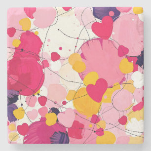 "Random Love Thoughts" - Colourful Abstract Stone Coaster