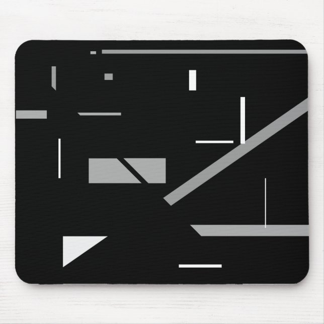 Random Mostly Grey on Black Geometric Abstract Mouse Pad (Front)