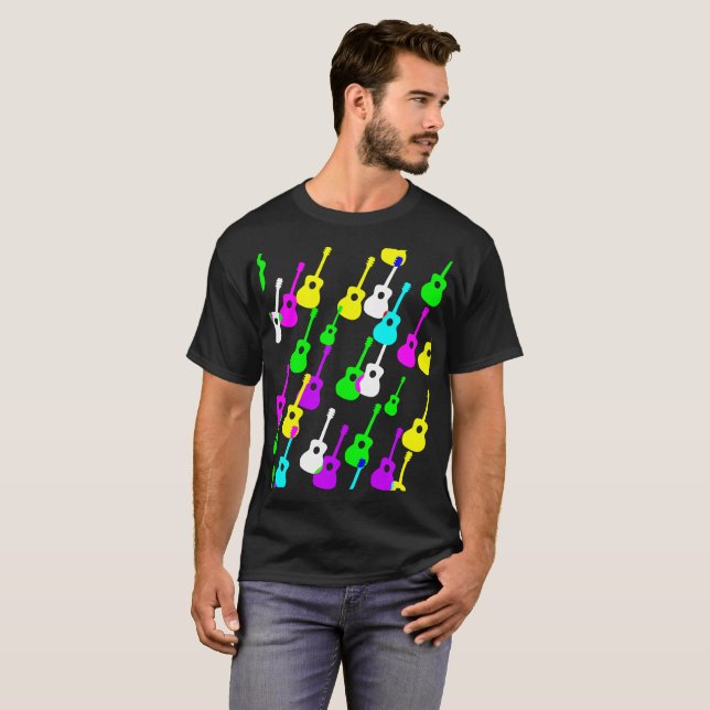 Random Multicolor Guitar Shapes Musi cian Shirt (Front Full)
