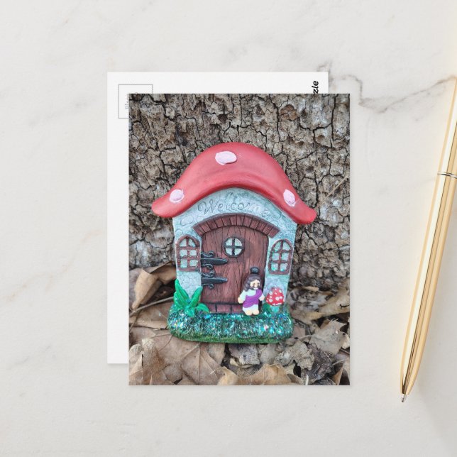 Random Mushroom House Jesus Found in the Woods Postcard (Front/Back In Situ)