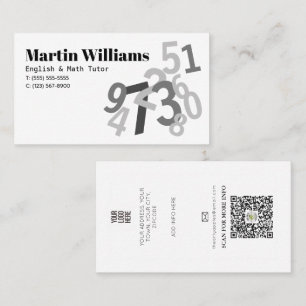 Random Numbers Math Tutor teacher home school Business Card