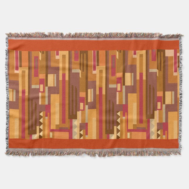 Random patterned warm toned pattern throw blanket (Front)