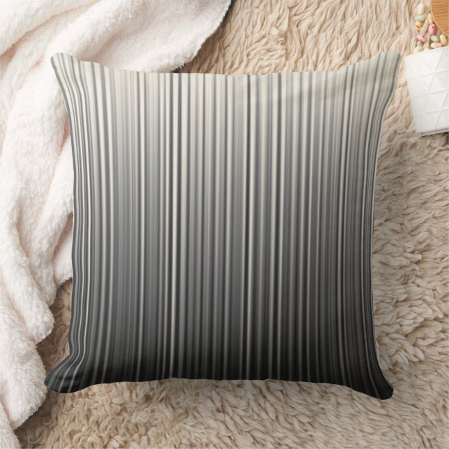 Random Pin Stripe Lines Gradient Black Grey Cream Cushion (Blanket)