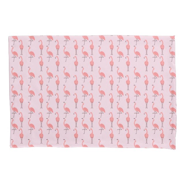 Random Pink Flamingo Bird Pattern Pillowcase (Front)