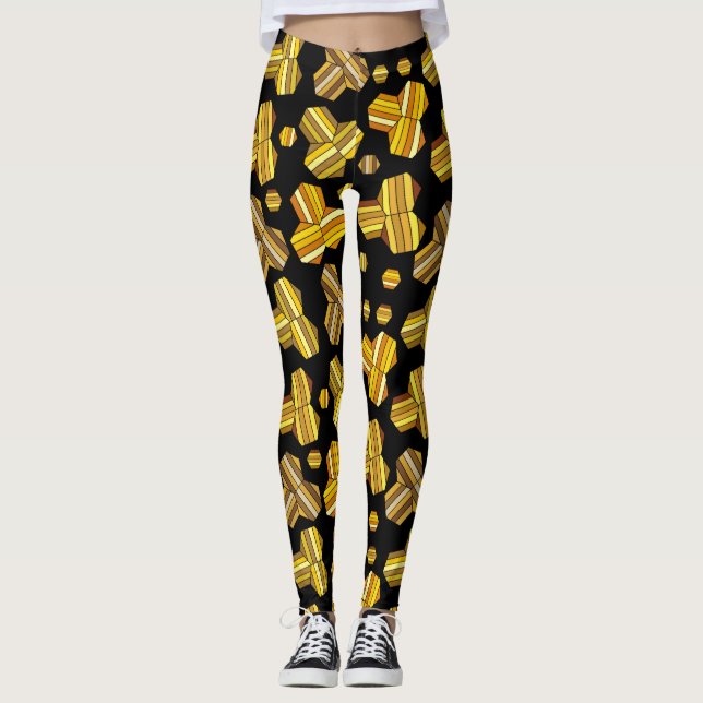 Random Shapes Uneven Pattern Leggings (Front)