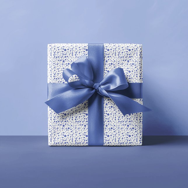 Random Sized Blue-Violet Polka Dots on White Wrapping Paper (Creator Uploaded)