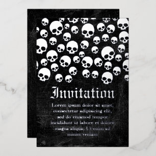 Random Skull Pattern Silver Foil Invitation Card