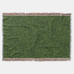 Random Spots - Avocado Green on Black Throw Blanket
