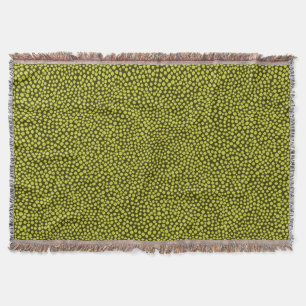 Random Spots - Banana Yellow on Dark Olive Throw Blanket