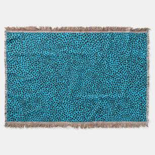 Random Spots - Black on Sky Blue Throw Blanket