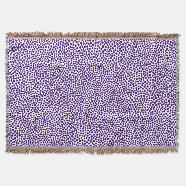 Random Spots - Deep Purple on White Throw Blanket (Front)