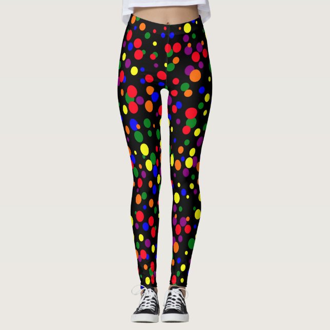 Random Spots Pattern Pride Colours Leggings (Front)