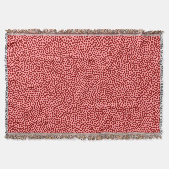 Random Spots - Ruby Red on Soft Pink Throw Blanket (Front)