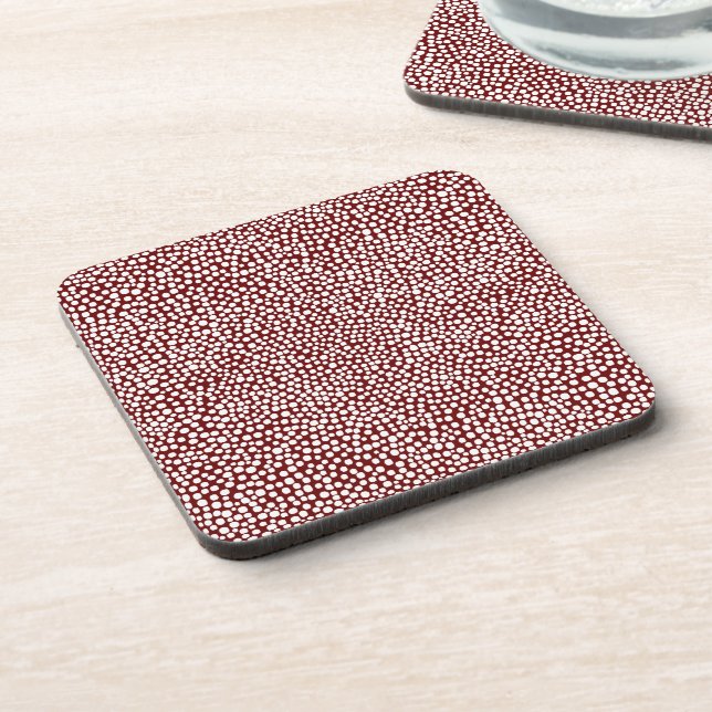Random Spots - White on Dark Brown Coaster (Left Side)