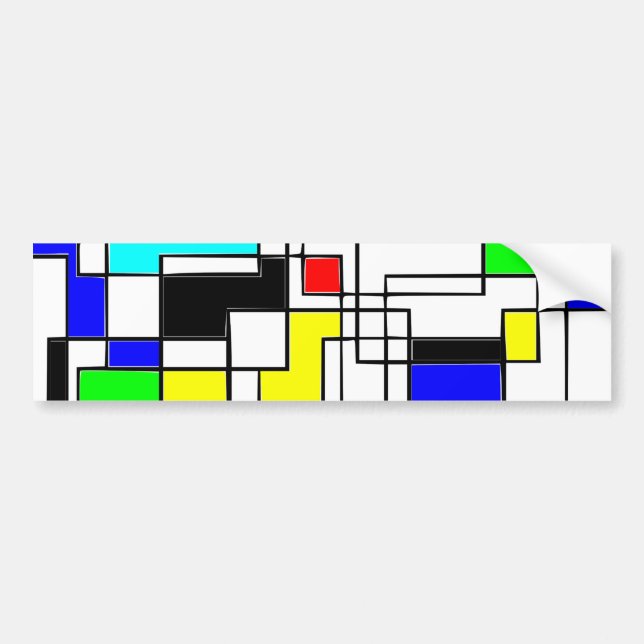 Random Squares Homage To Mondrian Bumper Sticker (Front)