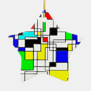 Random Squares Homage To Mondrian Ceramic Ornament