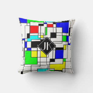 Random Squares Homage To Mondrian Cushion