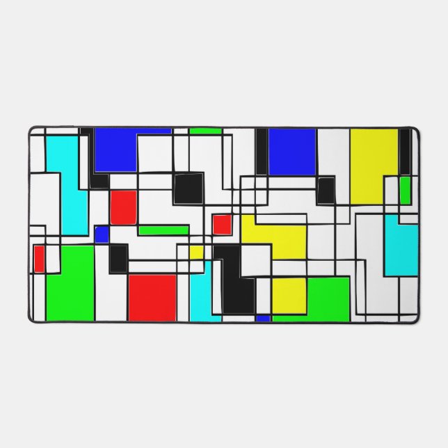 Random Squares Homage To Mondrian Desk Mat (Front)