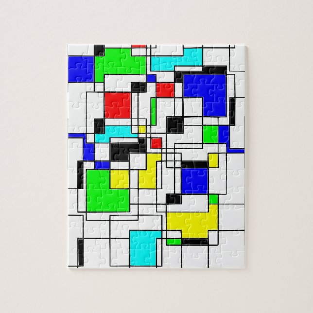 Random Squares Homage To Mondrian Jigsaw Puzzle (Vertical)