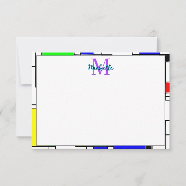 Random Squares Homage To Mondrian Personalized Card (Front)