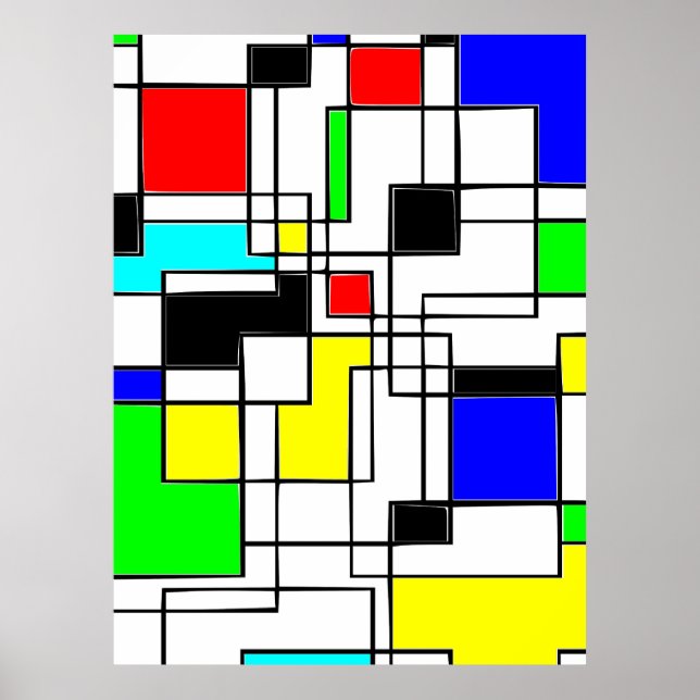 Random Squares Homage To Mondrian Poster (Front)