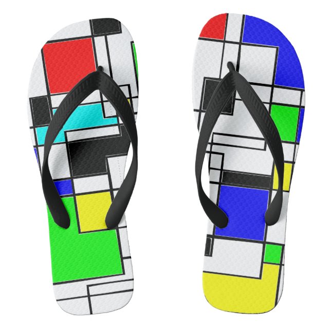 Random Squares Homage To Mondrian Thongs (Footbed)
