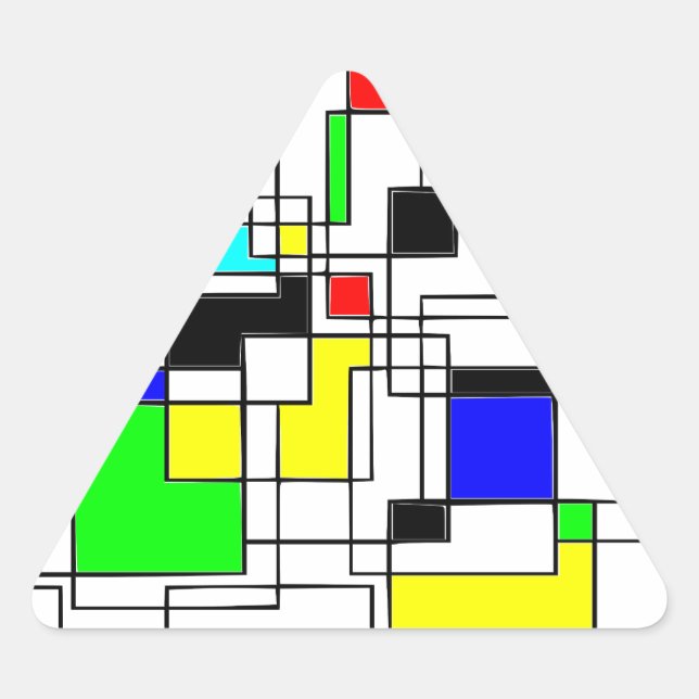 Random Squares Homage To Mondrian Triangle Sticker (Front)