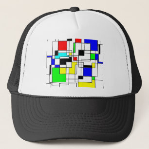 Random Squares Homage To Mondrian Trucker Hat